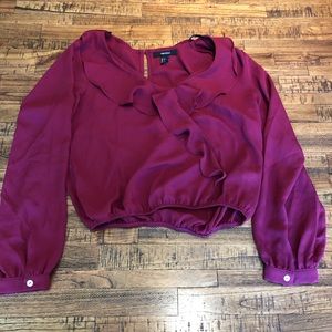 Maroon chiffon wrap blouse forever 21